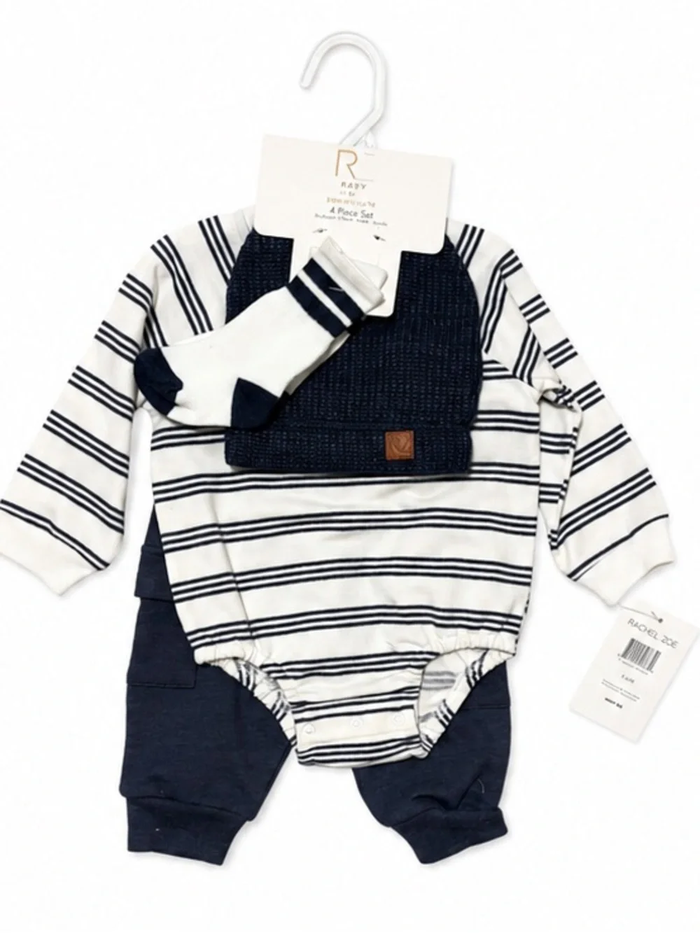 NEW - Rachel Zoe Baby Boy 4-Piece Outfit Set – Navy & White – 3–6 Months